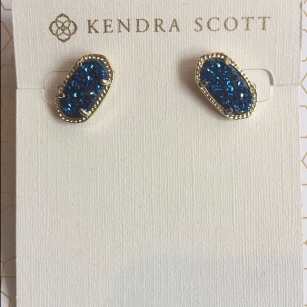 NWT Gold/Blu Druzy Ellie earrings💕